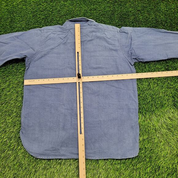 Vintage 80s Woolrich Flannel Button Shirt Womens Large 23x28 Blue Boyfriend - Picture 5 of 13